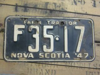 1947 Nova Scotia License Plate Farm Tractor