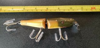 Vintage Creek Chub Jointed Pikie Fishing Lure Glass Eyes Gold Scales