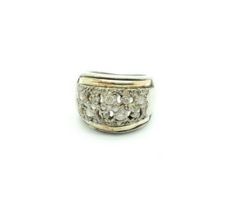 Vintage 18k Gold And 925 Sterling Silver Cubic Zirconia Ring Size 6.  25