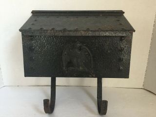 Vintage Rustic Wall Mount Metal Mailbox With Newspaper Holder