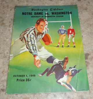 1949 Football Program Notre Dame Vs Washington