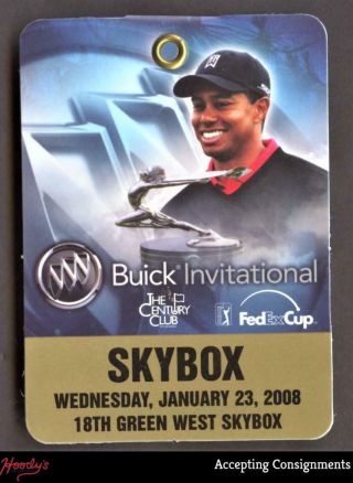 2008 The Century Club Buick Invitational Ticket Pin Badge,  Tiger Woods Wins