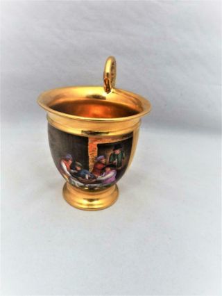 Antique Paris Porcelain Large Hand Painted Gilded Empire Cup 1850 