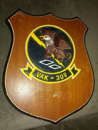 Vak - 308 Griffins A - 3 Skywarrior Usn Us Navy Pilot Ww2 Trench Folk Art Plaque Vtg