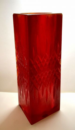 Mid Century Modern Resin Candle Holder - Vase By Sascha Brastoff 10” Red Vtg