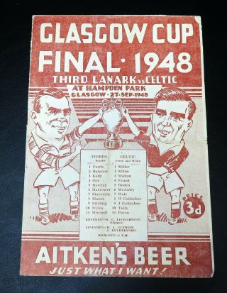 Glasgow Cup Final 1948 Third Lanark Vs Celtic Sept 27th 1948