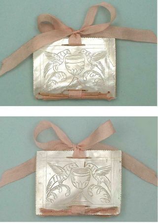 Antique Mother of Pearl Needle Book English Circa 1860 2