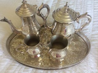 Stunning Vintage Epns Silver Plated Tea/coffee Set With Tray 5 Piece