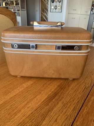 Vintage Samsonite Silhouette Mustard Train Case Suitcase Luggage Make Up Tray