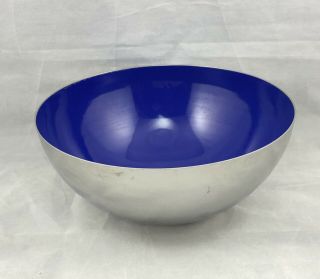 Vintage Cathrineholm Stainless Bowl With Blue Enamel Interior 7” By 3” Deep