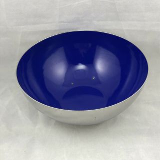 Vintage CathrineHolm Stainless Bowl with Blue Enamel Interior 7” by 3” Deep 2