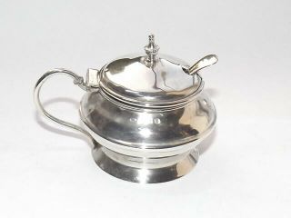 Antique Solid Silver Sterling Mustard Pot & Spoon,  B 