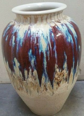 Vintage 34 " Drip Glaze Pottery Floor Vase
