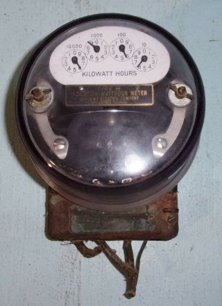 Vintage Sangamo Type H Induction Watthour Electric Meter Glass Cover Cast Iron