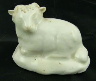 Antique Staffordshire Creamware Pottery Figure Of A Ram,  Sheep,  Lamb,  Unmarked.