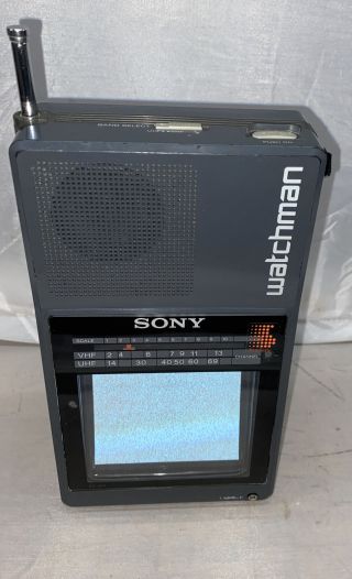 Vintage Sony Portable Watchman B&w Tv Fd - 42a -