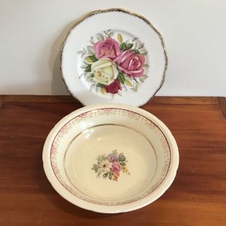 Two Vintage.  Queen Anne Bone China Plate & Swinnertons Ceramic Bowl England 209