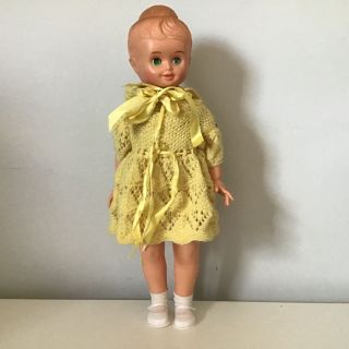 Vtg 1960s Hard Plastic Doll With Sleeping Eyes & Molded Hair Hong Kong 576
