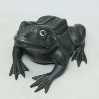 A211: Popular Japanese Old Copper Ware Statue Of Frog With Good Quality And Form