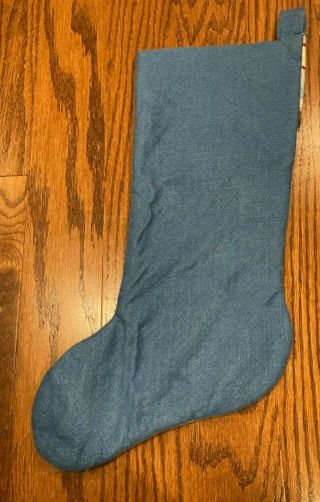Vtg Bucilla blue felt stocking w/ animals decorating a tree forest completed 2
