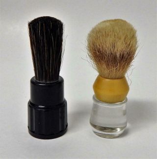 2 Vintage Rubberset Shaving Brushes Bakelite Lucite & Celluloid 20 L Pure Badger