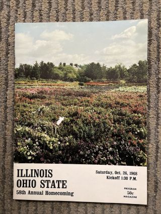 1968 Illinois Ohio State Football Program Homecoming Illini Ohio St