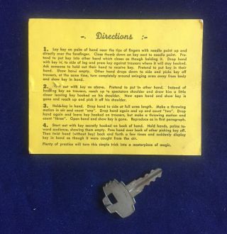 Vintage Sterling Magic Trick Vanishing House Key Like Hoo Coin 1970’s 3