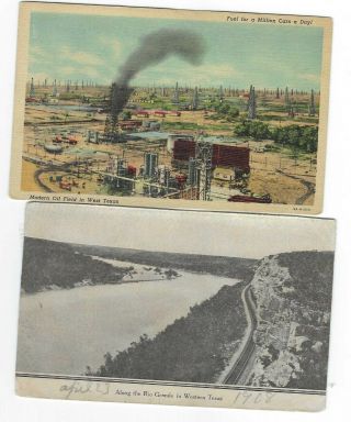 4 West Texas Vintage Postcards Oil Fields Rio Grande Harding Ranch Gudalupe Ra