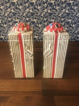 Vintage 1962 Salt Pepper S&p Shaker Set Napco Christmas Gift Box Holiday Japan