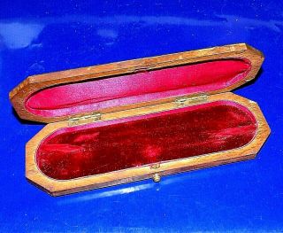 Antique Velvet & Silk Lined Wooden Case For A Straight Razors