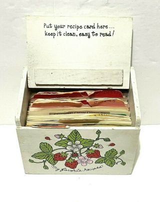 Vintage Handwritten Typed & Clipped Recipes In A Floral Recipe Box