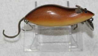 Vintage Heddon Dowagiac Brown Meadow Mouse L - Rig Nearly Perfect