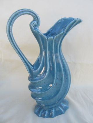 Vintage Red Wing SPECKLED BLUE 819 Vase Ewer 12 Inches Tall 2