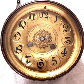 Vintage French Mantel Clock Metal Dial Face Brass Bezel Bevelled Glass Antique