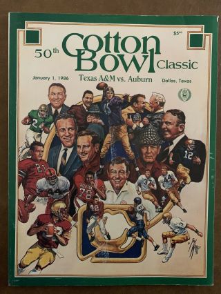 1986 50th Cotton Bowl Program,  Texas A&m Vs Auburn - Bo Jackson