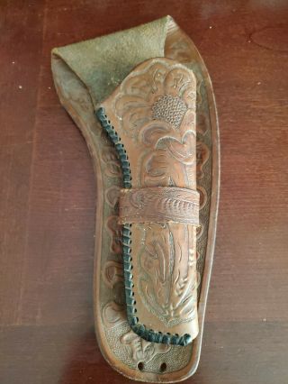 Vintage Heavly Tooled Leather Western Cowboy Holster