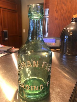 Herman Floto Reading Pa Pennsylvania Antique Squat Soda Bottle