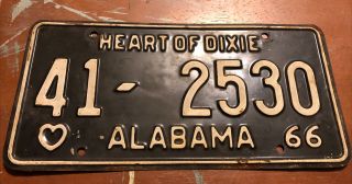 1966 Lauderdale County Alabama “car” License Plate