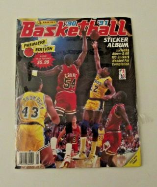 1990 - 91 Panini Basketball Sticker Album Factory Set W/m.  Jordan