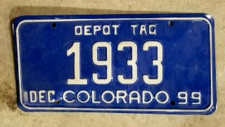 1999 99 Colorado State License Plate Depot Tag 1933