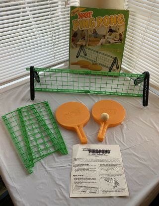 Vintage Official Nerf Ping Pong Table Tennis Set Parker Brothers Complete 1982