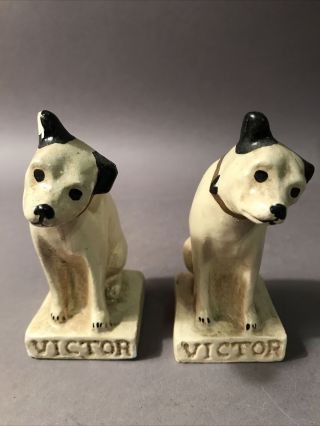Vintage 4 " Nipper Rca Victor " His Masters Voice " Advertising Dogs Chalkware - 2