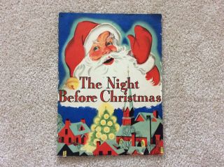 Large 13” X 9 1/2” Vintage The Night Before Christmas Book 1943 Whitman Publ