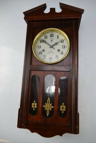 Vintage Polaris Two Train 31 Day Striking Wooden Cased Wall Clock