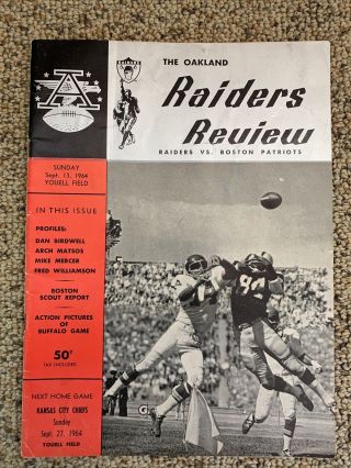 Raiders Review 1964 Oakland Raiders Vs Boston Patriots