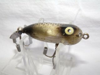 Vintage Heddon Tiny Torpedo Fishing Lure Ce Nickel Black Scale