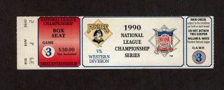 1990 Nlcs Game 3 Ticket Stub Pittsburgh Pirates Vs Cincinnati Reds