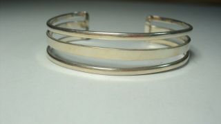 Vintage Mexican 925 Sterling Silver 3 Band Cuff Bracelet