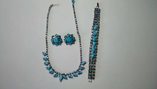 Vintage 3 Piece Set.  Necklace,  Bracelet And Clip On Earrings.