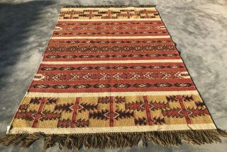 Authentic Hand Knotted Woven Vintage Wool Kilim Area Rug 6 X 4 Ft (564 Bn)
